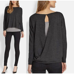 Eileen Fisher‎ Womens Merino Wool Sweater Boat Neck Keyhole Black Size Small